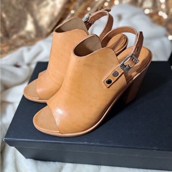 NIB Rag & Bone Wyatt Leather Sling Back Sandals In Sand - Picture 4 of 16